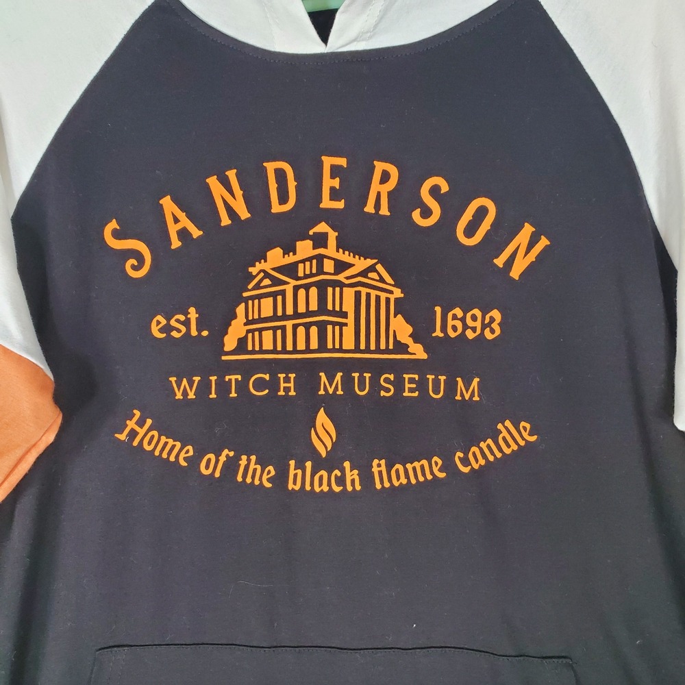 Sanderson Witch Museum Hocus Pocus Colorblock Hoodie Black Orange White Large